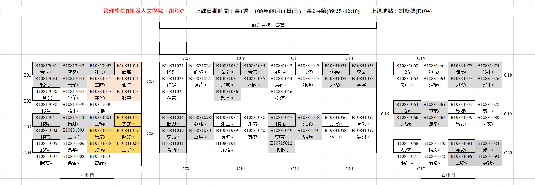 座位圖